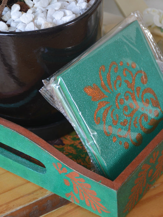 Green Lantern Hamper - ZZ in ceramic, Chocolates, Coasters & Hand Painted Tray