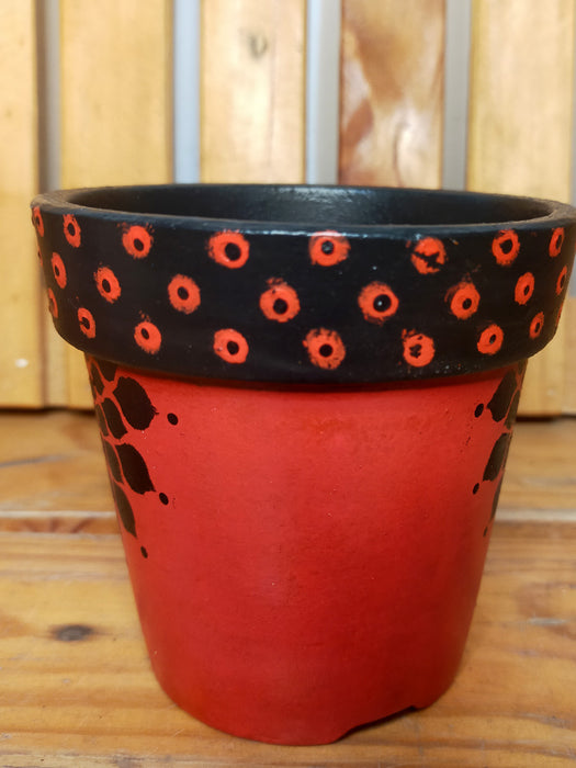 Red Mandala - 4 inch Hand Painted Terracotta Pots