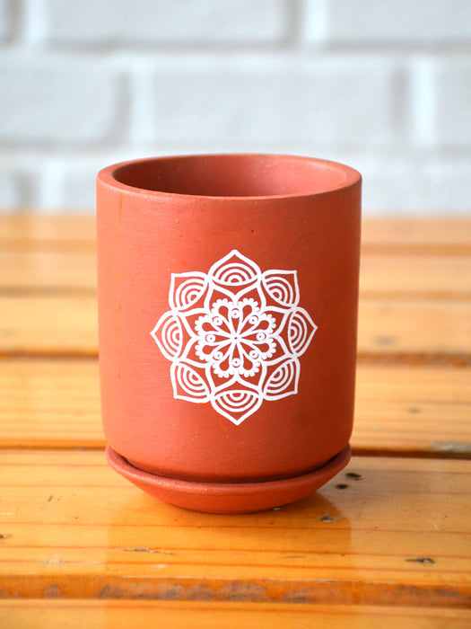 3.75 Inch Mandala Terracotta Pot (Set of 4)