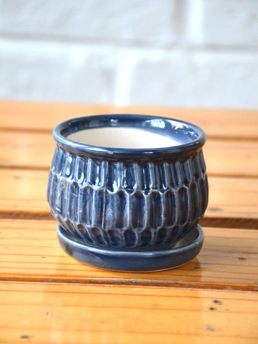 Blue Ceramic Urn Pot Small