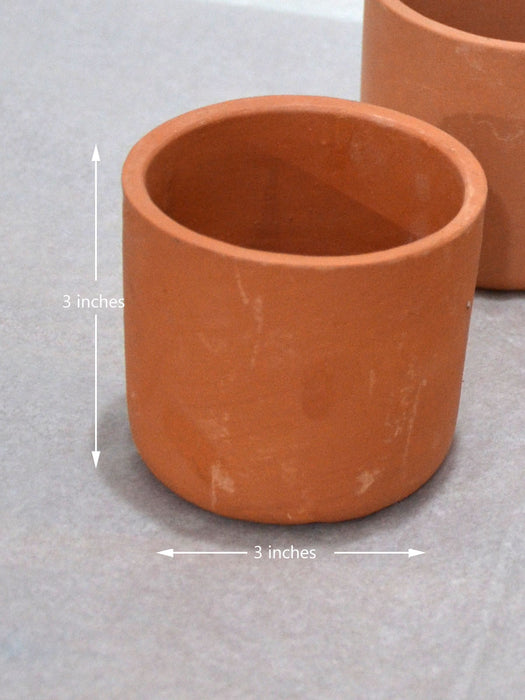 Cylinder Terracotta Pots - 3 Inches (Set of 4)