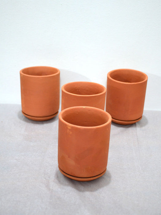 Cylinder Terracotta Pots - 3.5 Inches (Set of 4)