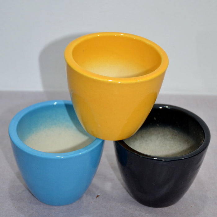 V-Shaped Assorted Ceramic Pots (Set of 3)