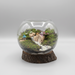 A large bowl terrarium with a moss garden mimicking a green pasture