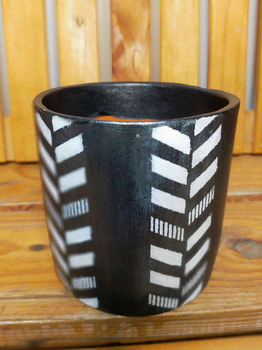 Boho in Charcoal - 4 inch Hand Painted Terracotta Pots
