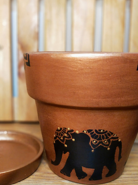 Copper Royal - 6 inch Hand Painted Terracotta Pots