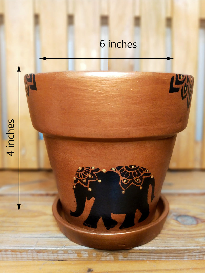 Copper Royal - 6 inch Hand Painted Terracotta Pots