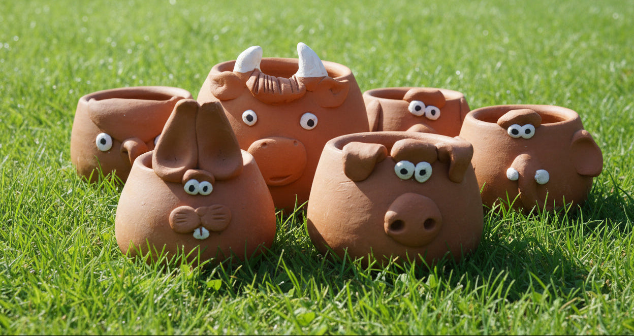 animal themed terracptta pots