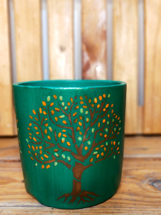 Emerald Tree - 4 inch Hand Painted Terracotta Pots