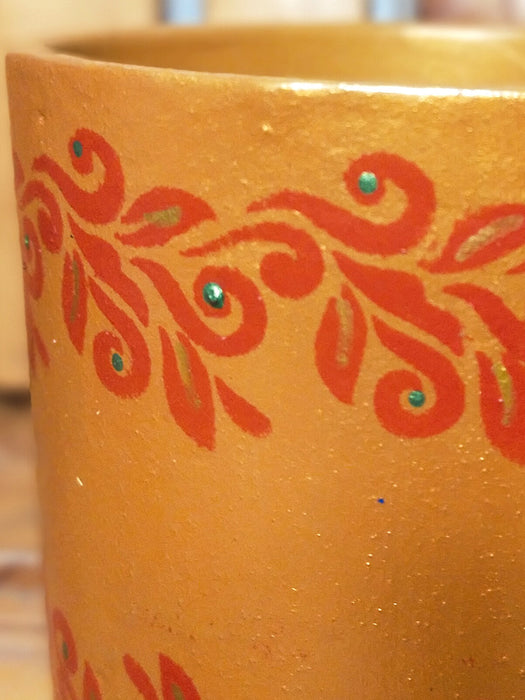 Red on Gold - 4 inch Hand Painted Terracotta Pots