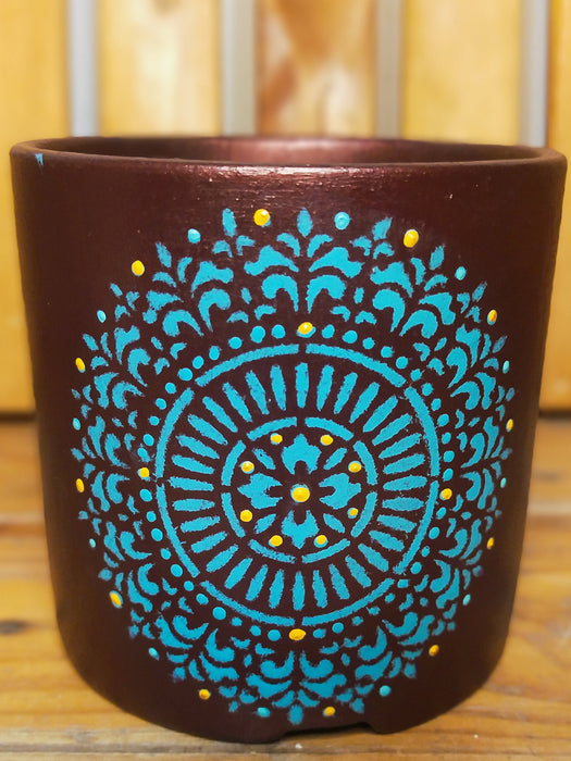 Wine Mandala - 4 inch Hand Painted Terracotta Pots