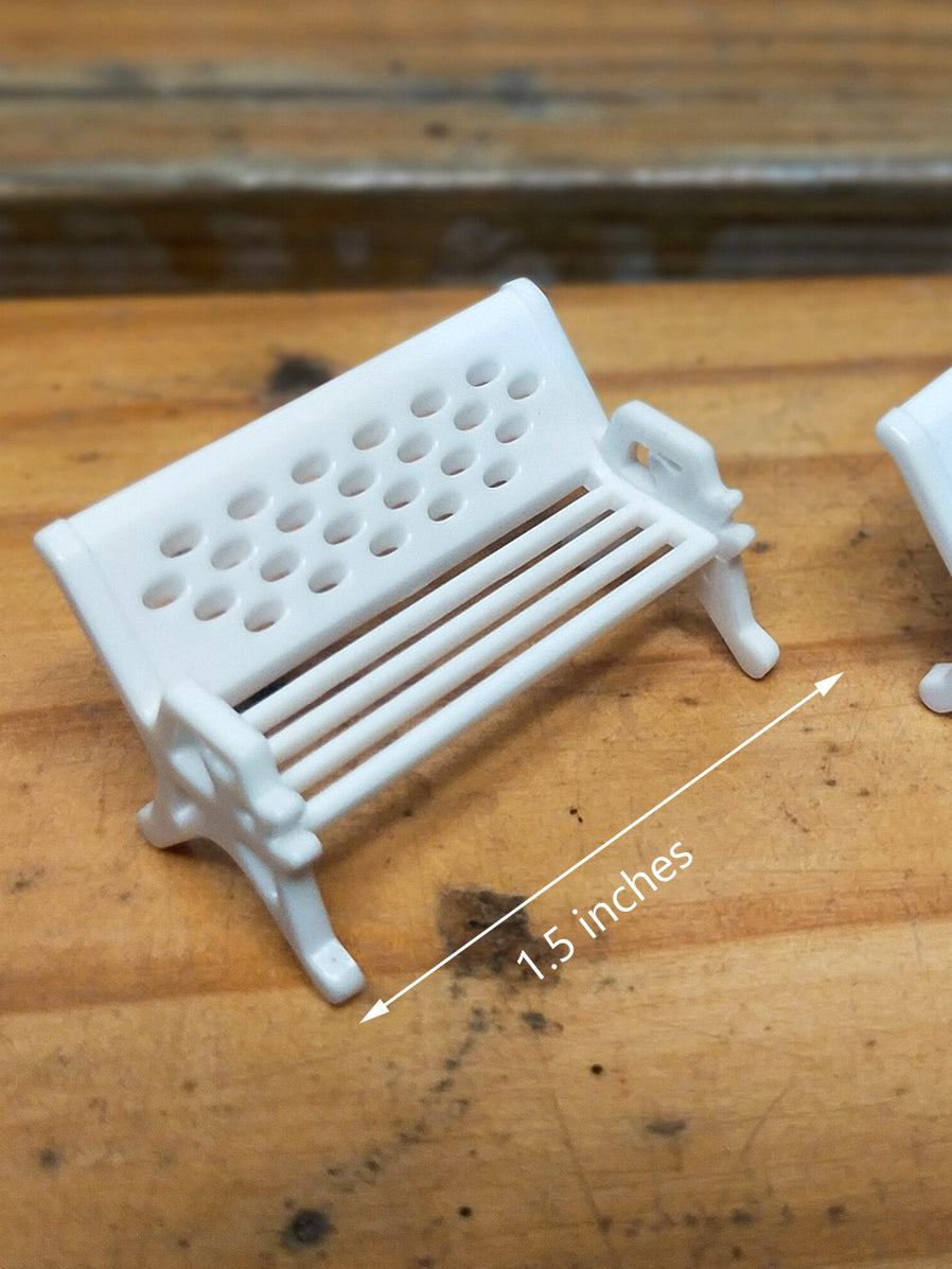 Miniature Toy - Garden White Bench (Set of 2) — Mudfingers