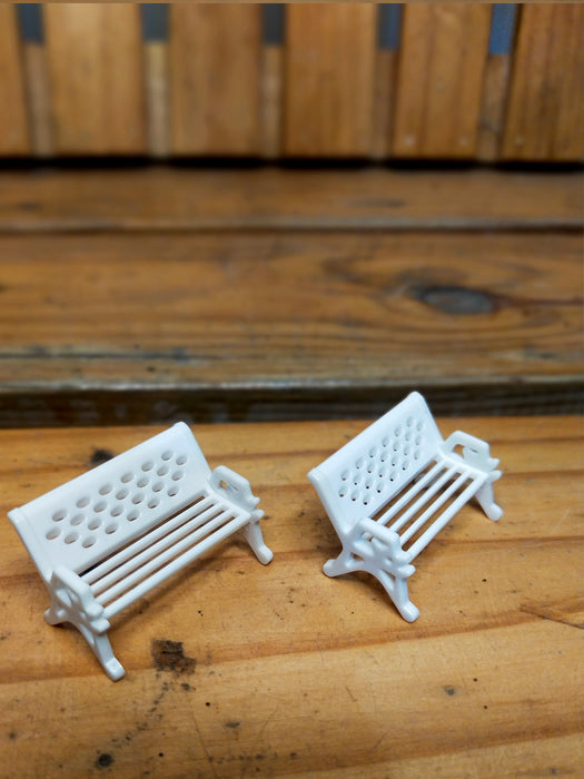 Miniature Toy - Garden White Bench (Set of 2)