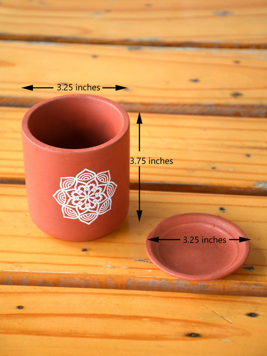 3.75 Inch Mandala Terracotta Pot (Set of 4)