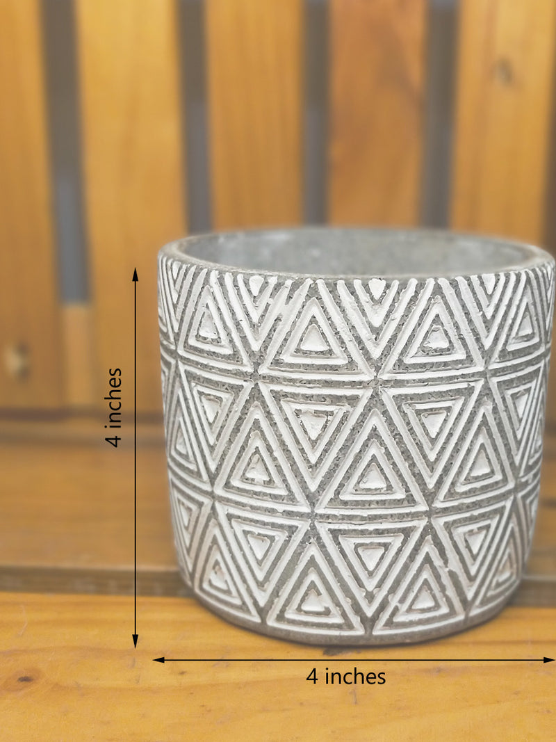 Grey Series - 4 inches Cement Planter - Geometric Boho
