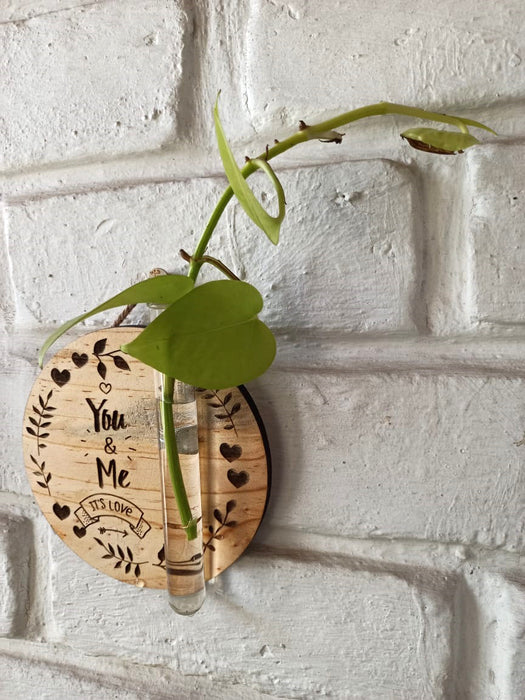 You & Me - 1 Tube Wooden Hanging Planter