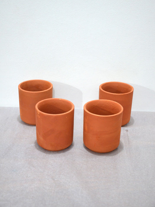 Cylinder Terracotta Pots - 3.5 Inches (Set of 4)