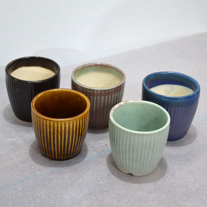 Variegated Glazed Ceramic Pots (Set of 5)