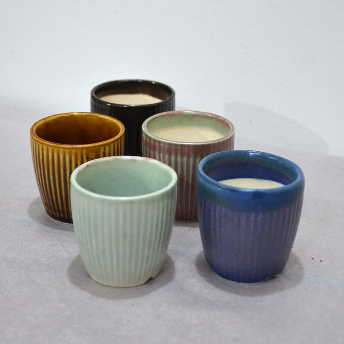 Variegated Glazed Ceramic Pots (Set of 5)