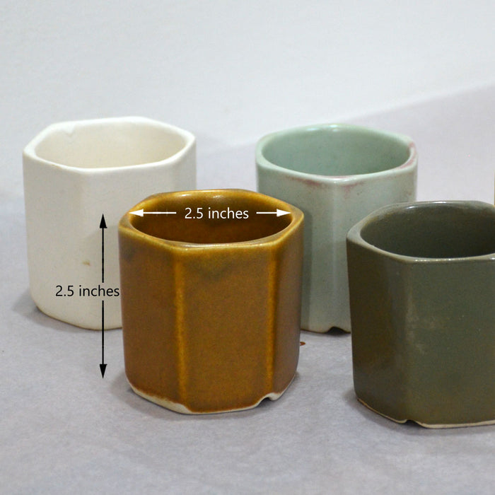 Hexagonal Ceramic Pots (Set of 5)
