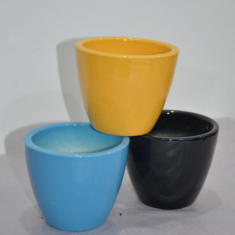 V-Shaped Assorted Ceramic Pots (Set of 3)