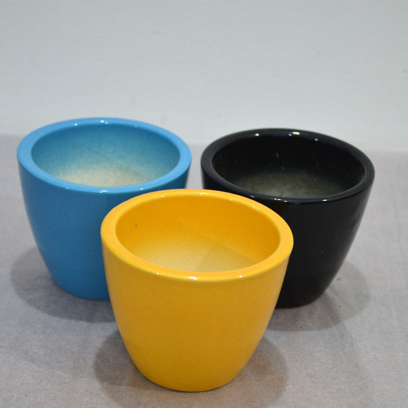 V-Shaped Assorted Ceramic Pots (Set of 3)