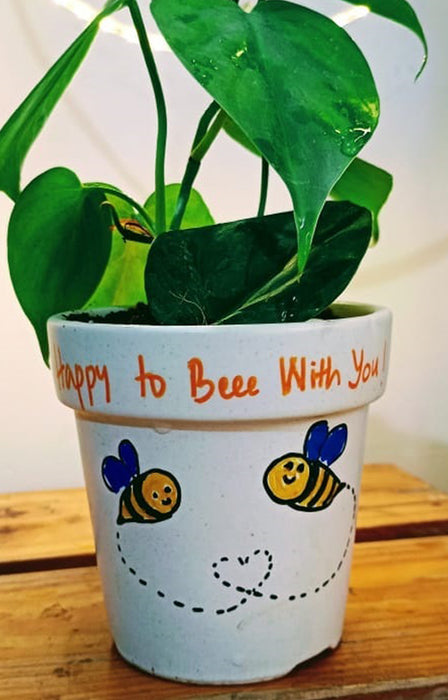 Bee with you: Money plant in Ceramic Pot with a hand written message