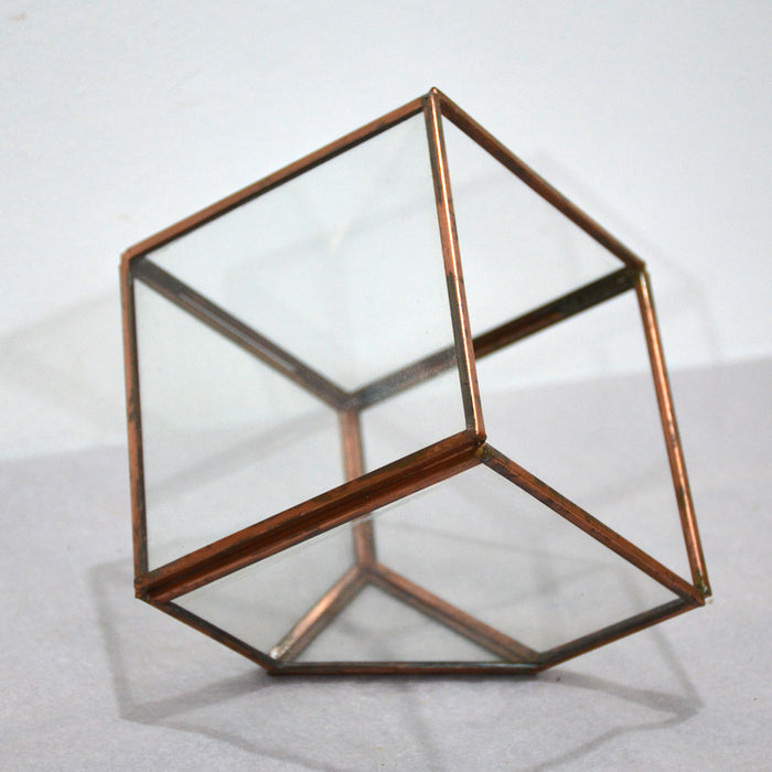 Inclined Cube Terrarium Glass Bowl (6 Inches)