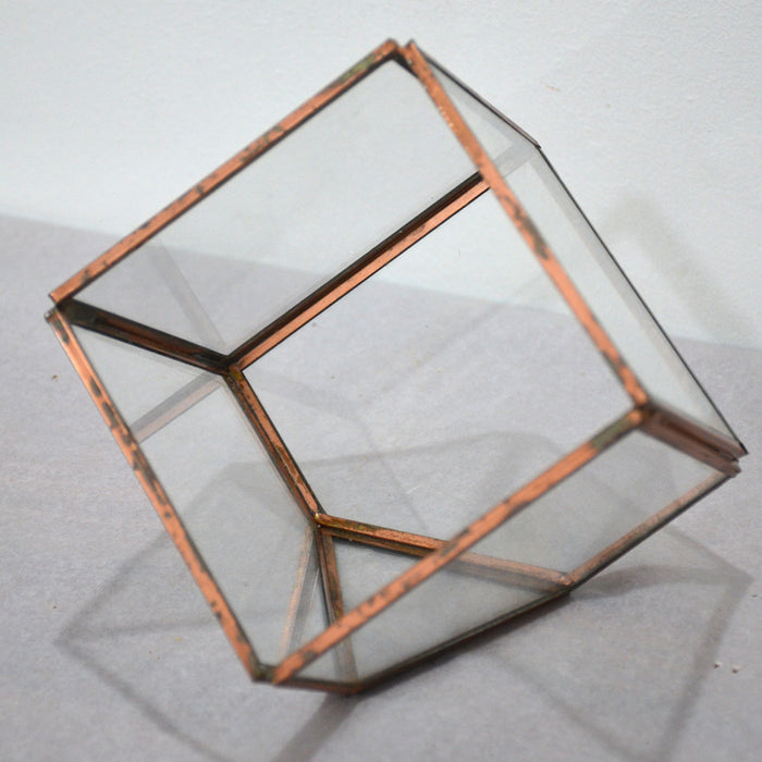 Inclined Cube Terrarium Glass Bowl (6 Inches)